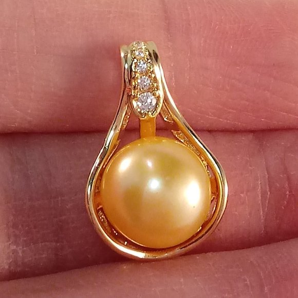 Jewelry Gold 925 Silver Diamond Zircon Aaaa Real Golden South Sea